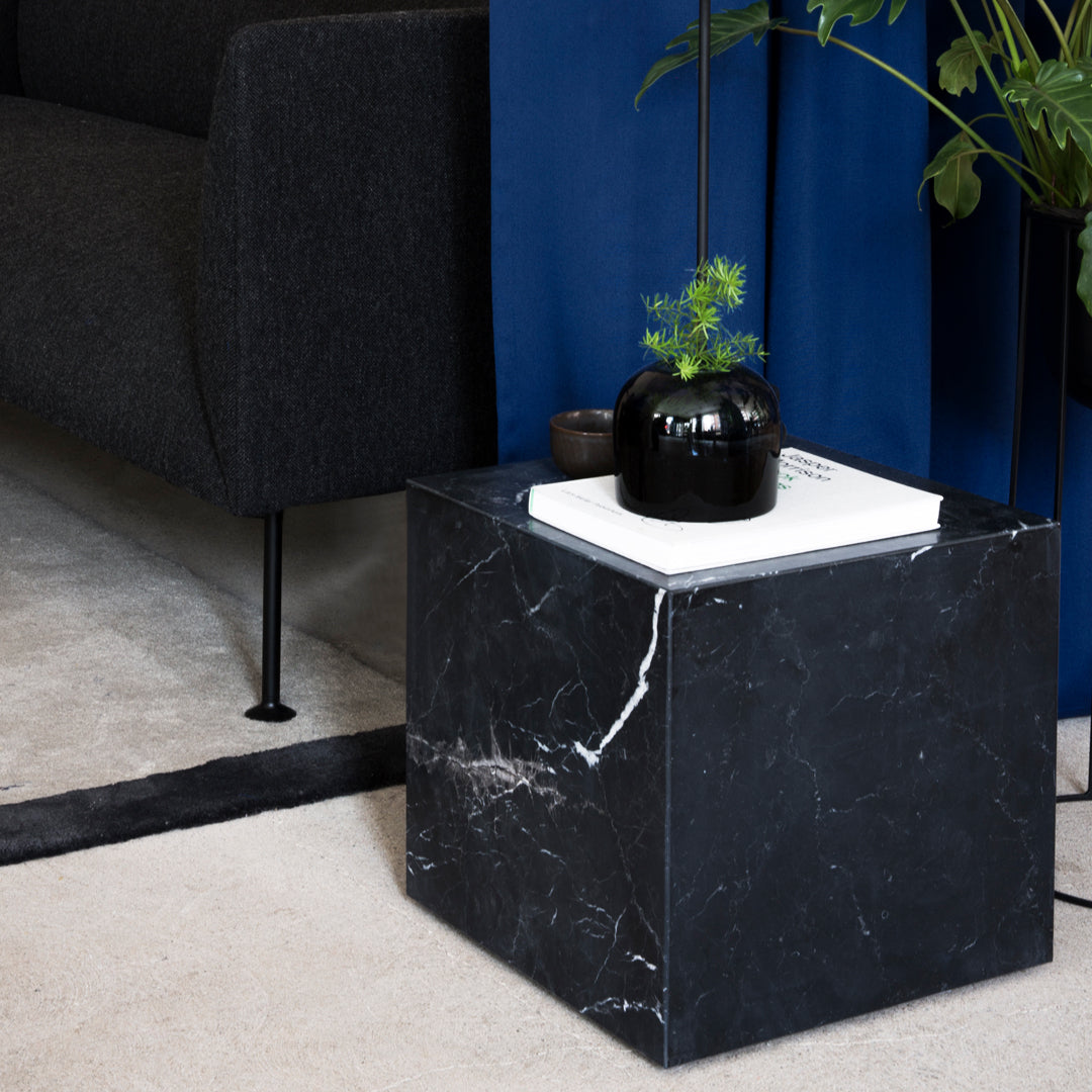 Marble Plinth End Table - Cubic