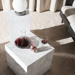 Marble Plinth End Table - Cubic