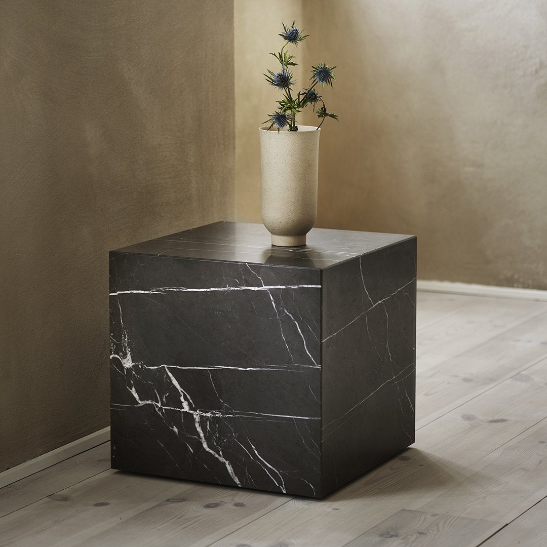 Marble Plinth End Table - Cubic