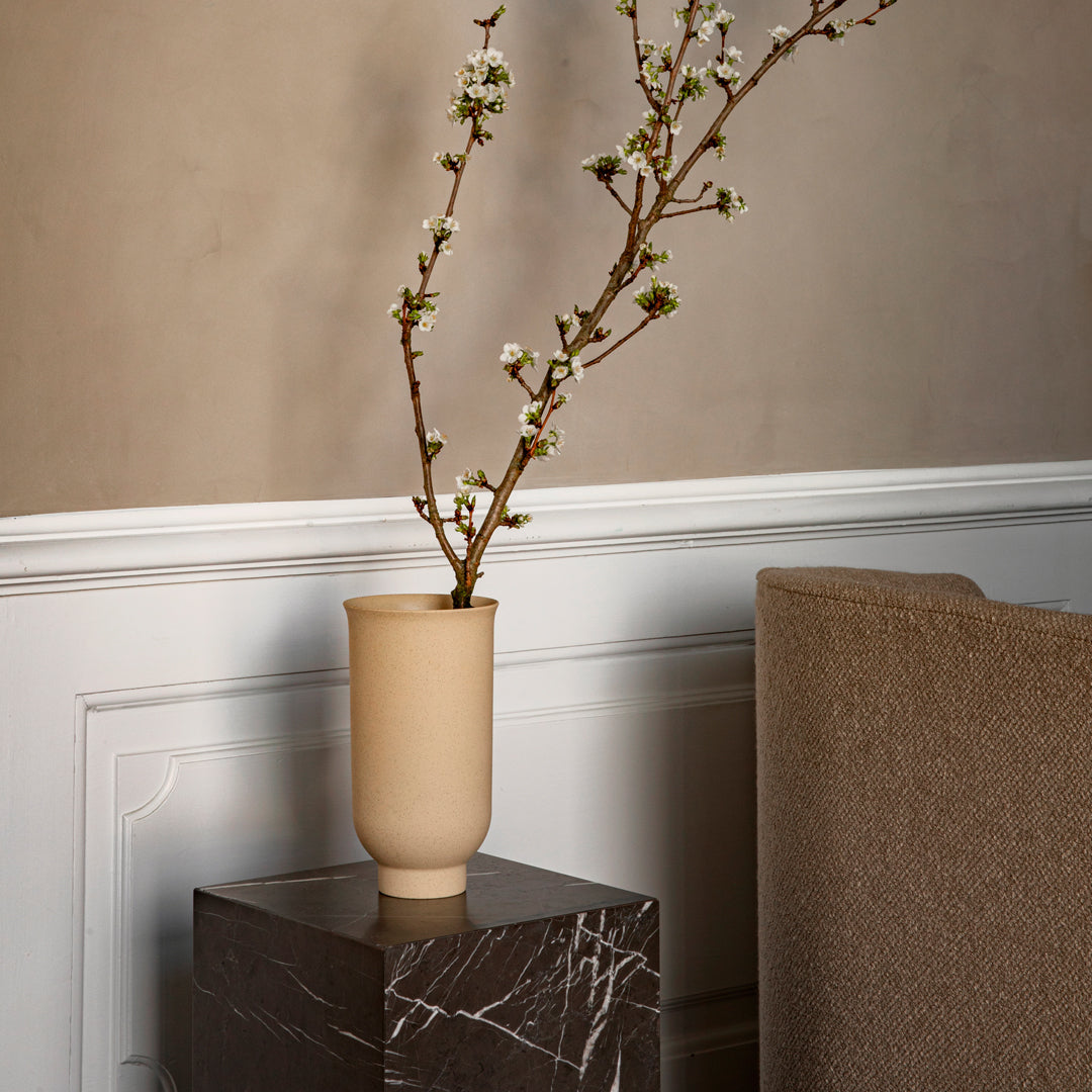 Marble Plinth End Table - Cubic