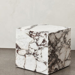 Marble Plinth End Table - Cubic