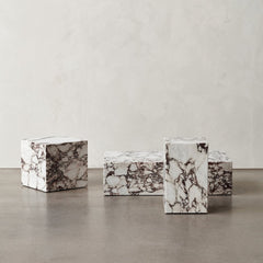 Marble Plinth End Table - Cubic