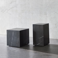 Marble Plinth End Table - Cubic